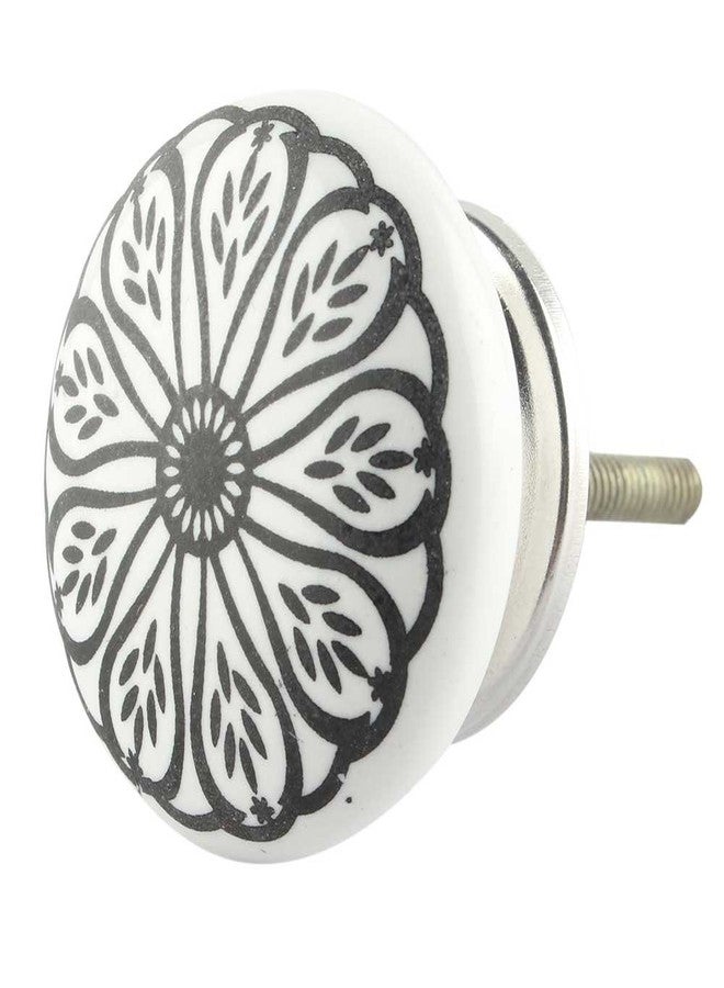 Indian-Shelf 4 Piece Black Daisy Flat Floral Ceramic Drawer Knobs for Kitchen Cabinet Hardware Decorative Door Pulls Dresser Premium Chest - Image 1